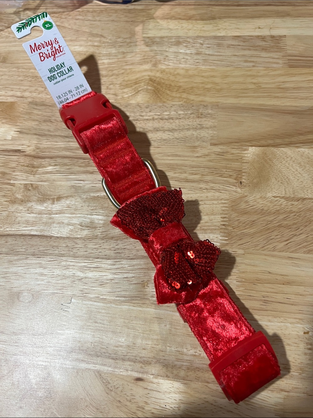 NWT Merry & bright Red Holiday Dog Collar Sequined Bow XL 18-28” z98